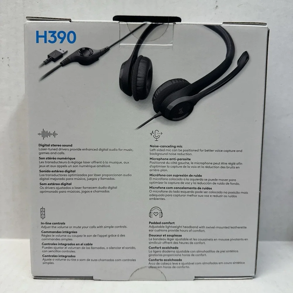 Logitech H390 USB Computer Headset with Noise-Canceling MIC‎ - Black USB-A
